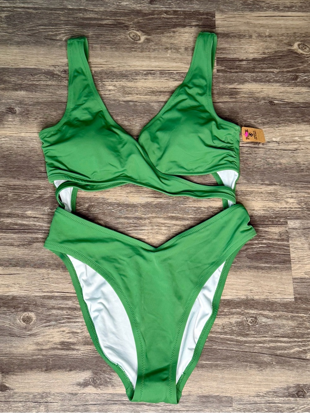 Victoria’s Secret Swimsuit L Green Cutout One Piece Wrap Front NWT $49.95